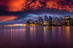 View of Coal Harbour in Downtown Vancouver, British Columbia, Canada